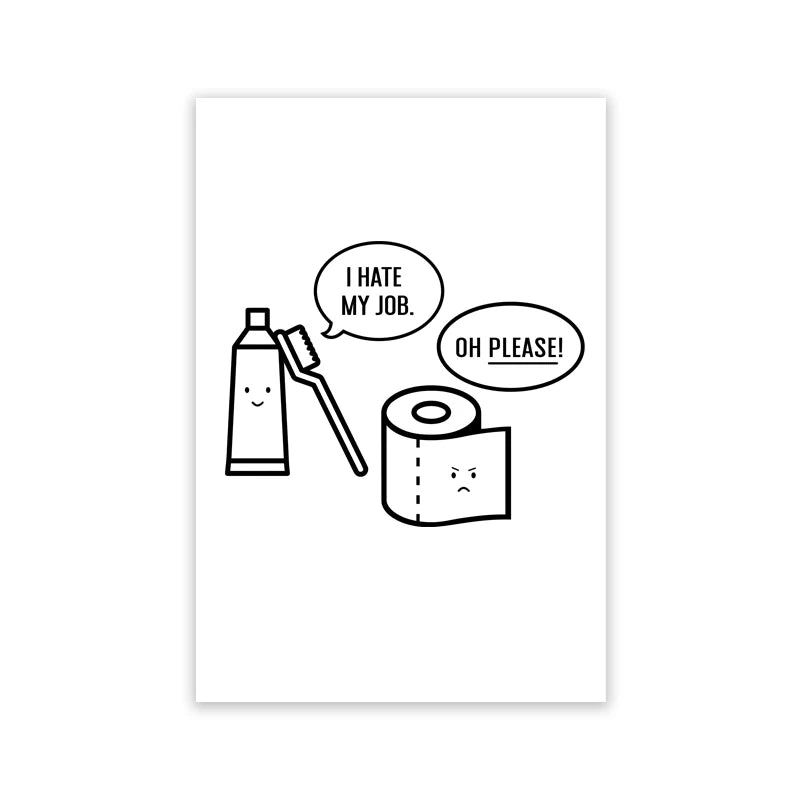 Funny Bathroom Wall Art Prints Black and White Minimalist Toilet Posters Canvas Painting Bathroom Wall Decoration Pictures
