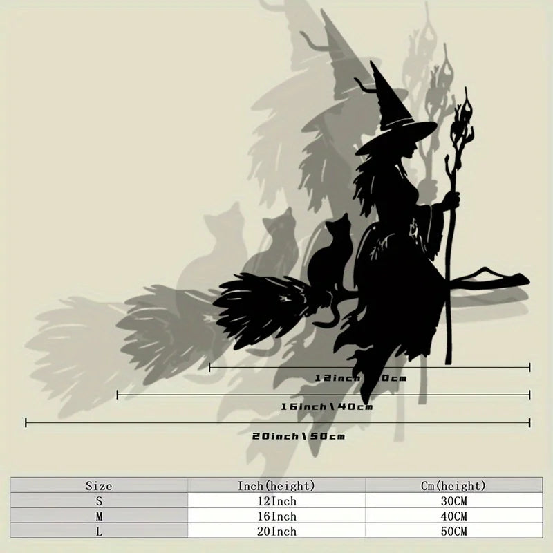 2D Flat Halloween Witch Wall Decor, Festive Party Home Accent