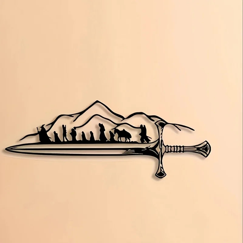 "The Fellowship of the Ring" Metal Wall Art - Retro Iron Silhouette Mural, Frodo and Sam, Fantasy Home Decoration for LOTR Fans