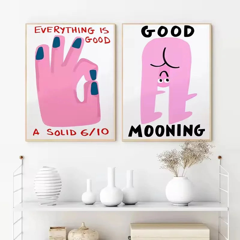 Humorous Slogan Nice Bum Cartoon Prints Family Canvas Painting Funny Toilet Bathroom Posters Alien Wall Pictures Home Room Decor