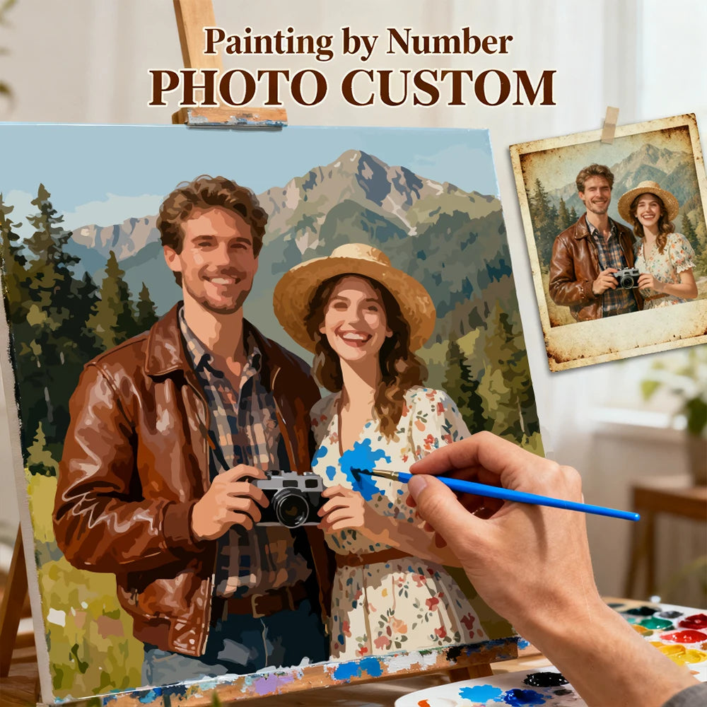Genie Canvas -  Custom - Paint By Numbers Custom Photo HandPainted Kits Creative Hobby Oil Painting Private Livingroom Decoration Unique Gift