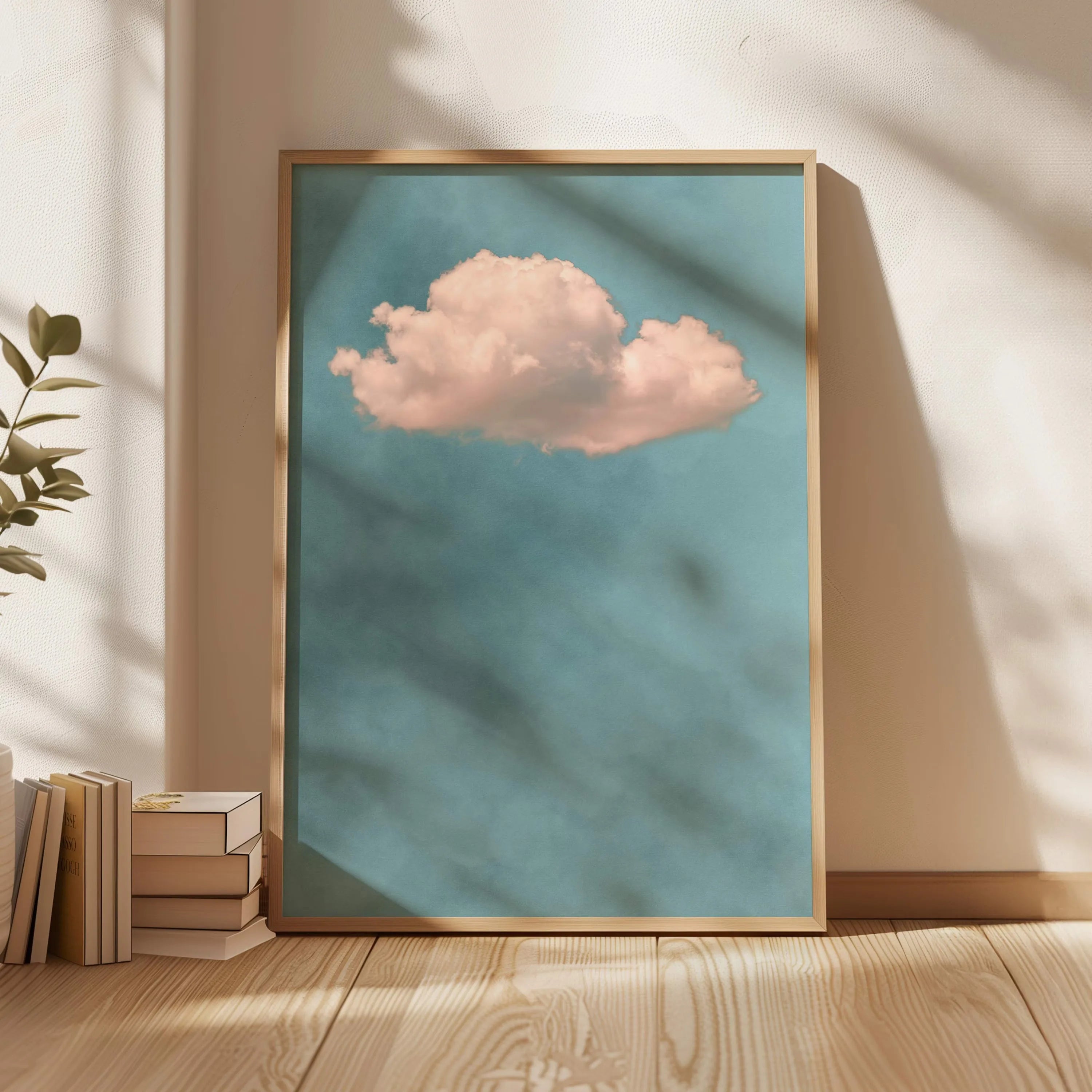 Abstract Blue Cloud Wall Art Poster Minimalist Sky Maximum Compromise Canvas Printmaking for Modern Living Room Home Decor Gifts