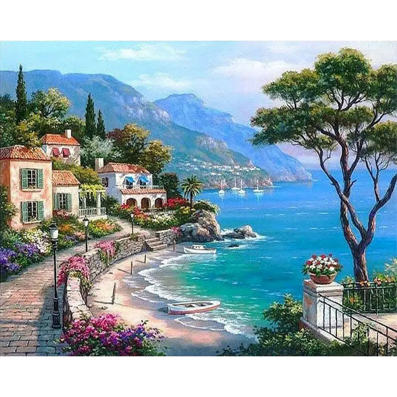 Genie Canvas - PhotoCustom City Oil Painting By Numbers Scenery Adults DIY Kits Paint By Numbers On Canvas Landscape Frameless Home Decoration