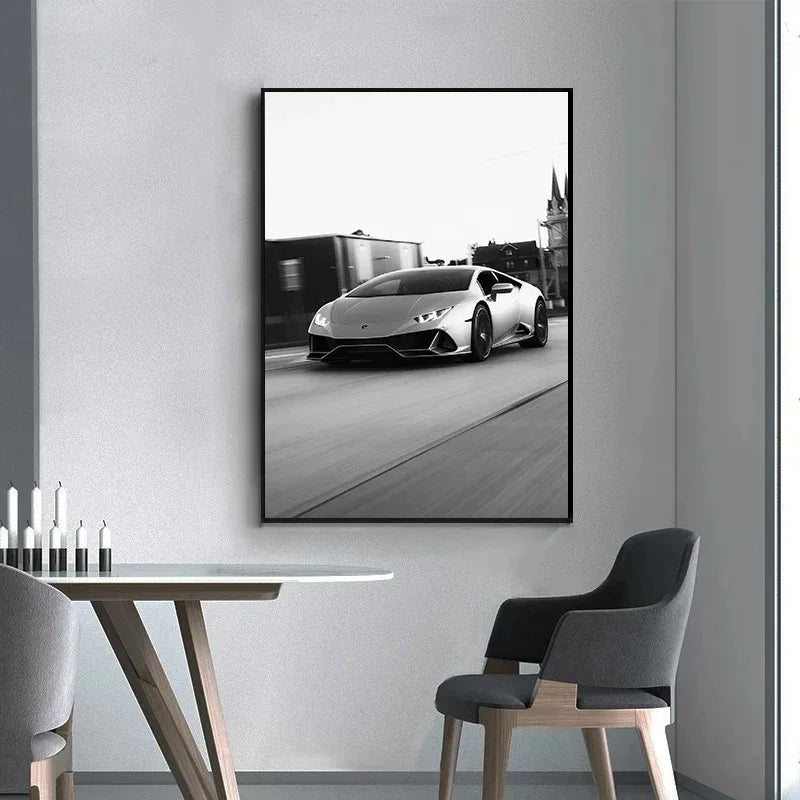 Modern Fashion Wall Art Simple Black and White Luxury Car HD Canvas Poster Prints Home Bedroom Living Room Decoration Mural
