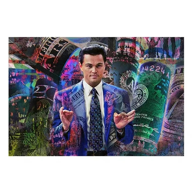 AA Vintage Wall , American Black Card The Wolf of Wall Street, Canvas Printed Poster, Home Living Room Bedroom Decoration