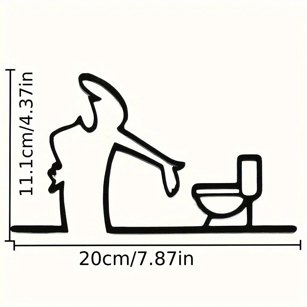 2D Flat, High-Quality 2D Flat Metal Self-with holes, Black Frame Modern Home Decor for Bathroom - Easy to Install Wall Art