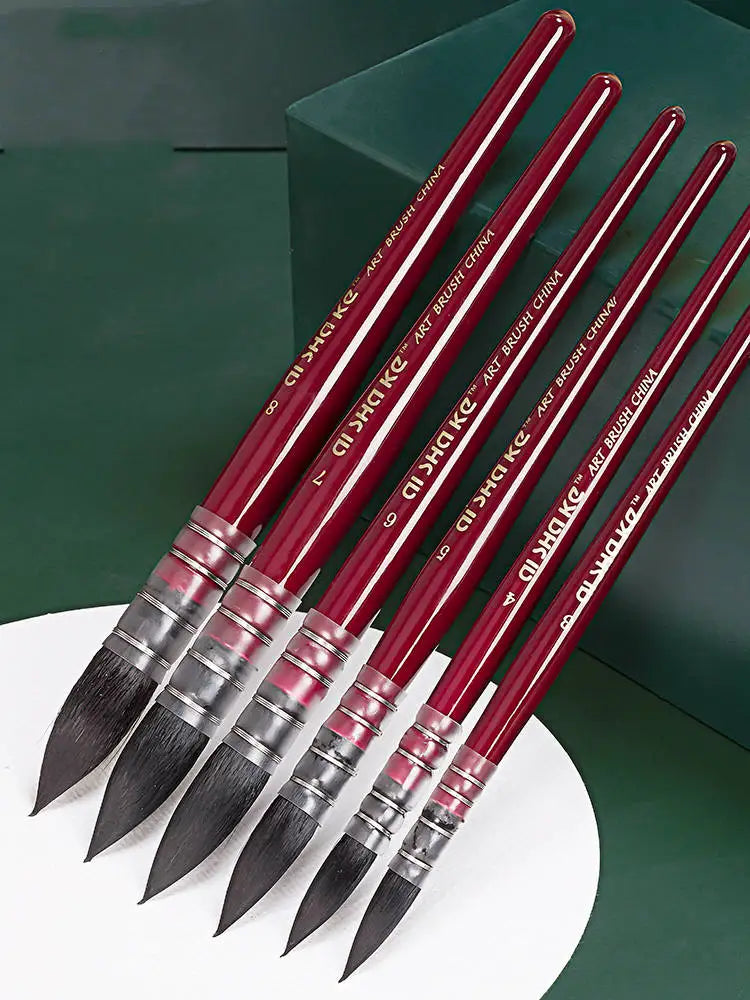 1pc Professional Round Mop French Style Watercolor Paint Brush Nylon Painting Brush for Acrylic Water Color Gouache Oil Painting