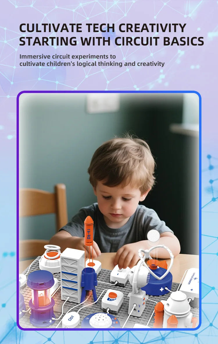 STEM Science Circuit Building Blocks Kit with AI Voice Intelligent Electronic Bricks 500+ Physics Experiments Educational Toy