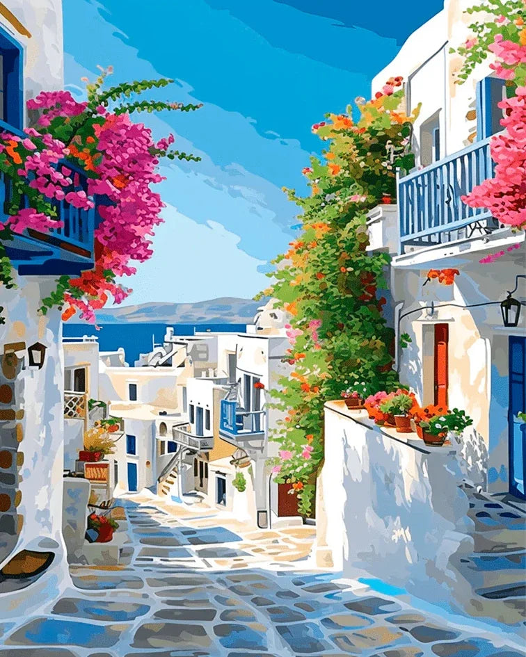Genie Canvas - Landscape Architecture Number Painting ,Diy Painting Kit For Adults Paint By Numbers Canvas Acrylic Painting Decorative Paintin