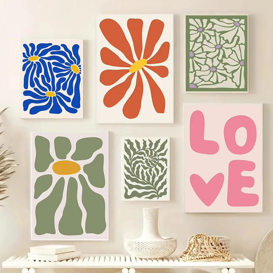 Abstract Flower Wall Art Canvas Painting Poster Gallery Prints Nordic Bohemian Living Room Home Decoration Wall Paintings