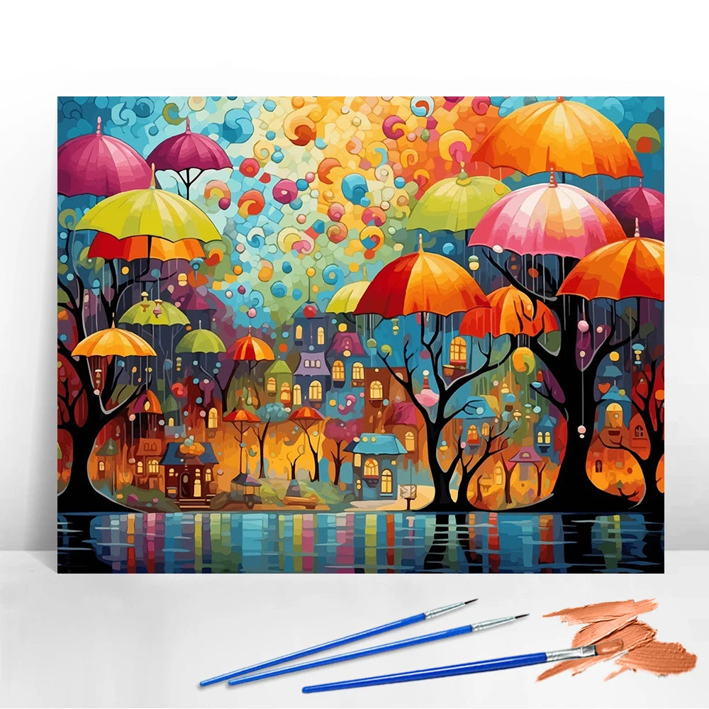 Paint By Numbers Umbrella Tree DIY Arts Crafts Digital Oil Painting Fantasy Landscape Scenery Drawing On Canvas Handpainted Gift