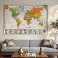 100*70cm World Map Classic Edition Unframed Wall Art Poster Painting for Home & Classroom - Educational for Kids & Adults
