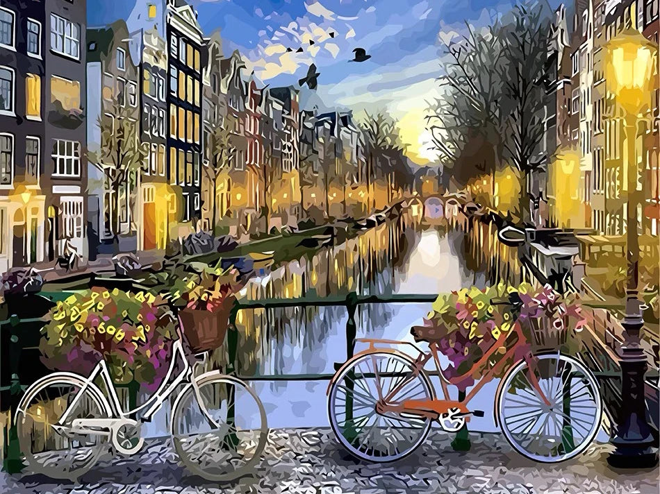 Genie Canvas - Landscape Architecture Number Painting ,Diy Painting Kit For Adults Paint By Numbers Canvas Acrylic Painting Decorative Paintin