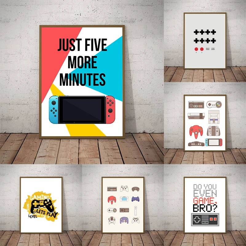 Video Game Wall Art Canvas Posters Prints Gaming Room Decor , Video Game Party Art Painting Pictures Boys Room Wall Decoration