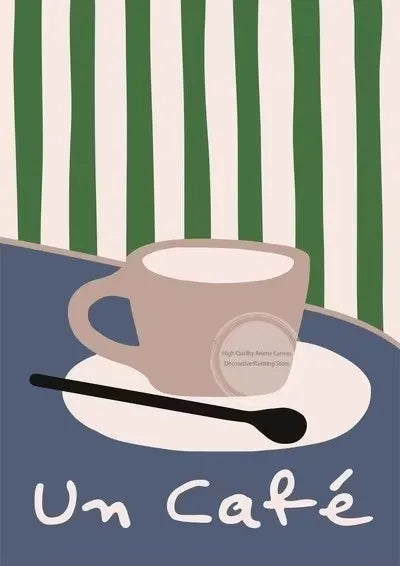1pc Canvas painting  Retro Coffee Club Canvas Print Chic Food Beverage Beige Background Wall Art Posters for Modern Living Room