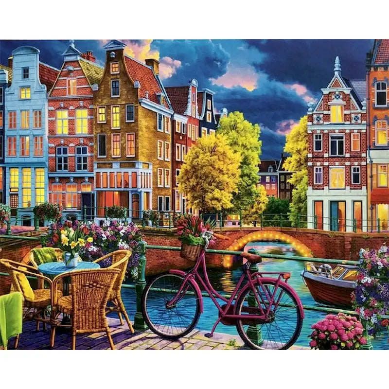 Genie Canvas - PhotoCustom City Oil Painting By Numbers Scenery Adults DIY Kits Paint By Numbers On Canvas Landscape Frameless Home Decoration