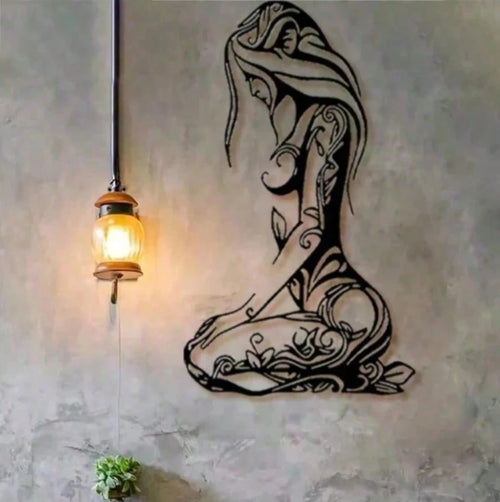 Kneeling Woman Modern Metal Wall Art