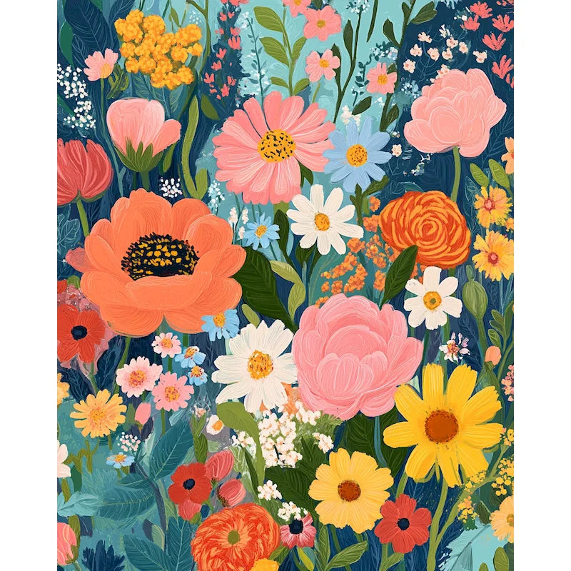Genie Canvas - Diy Picture Paint By Numbers For Adults Flowers Painting By Numbers Handmade Wall Art For Adults Home Decor