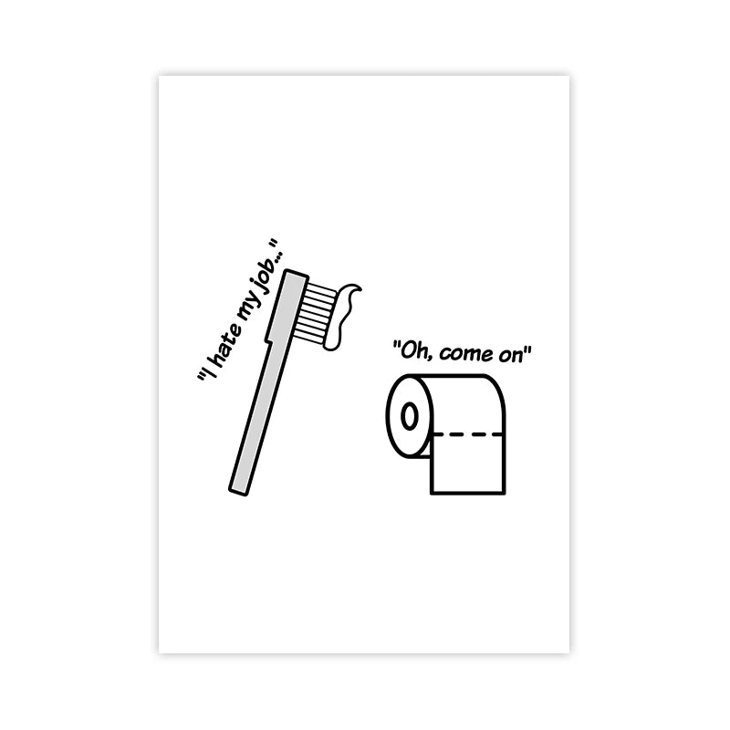Funny Bathroom Wall Art Prints Black and White Minimalist Toilet Posters Canvas Painting Bathroom Wall Decoration Pictures