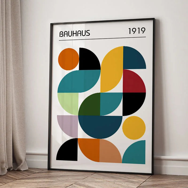 Mid Century Modern Bauhaus Geomtric Wall Art Print Canvas Painting Abstract Poster Pictures For Living Room,Bedroom Home Decor