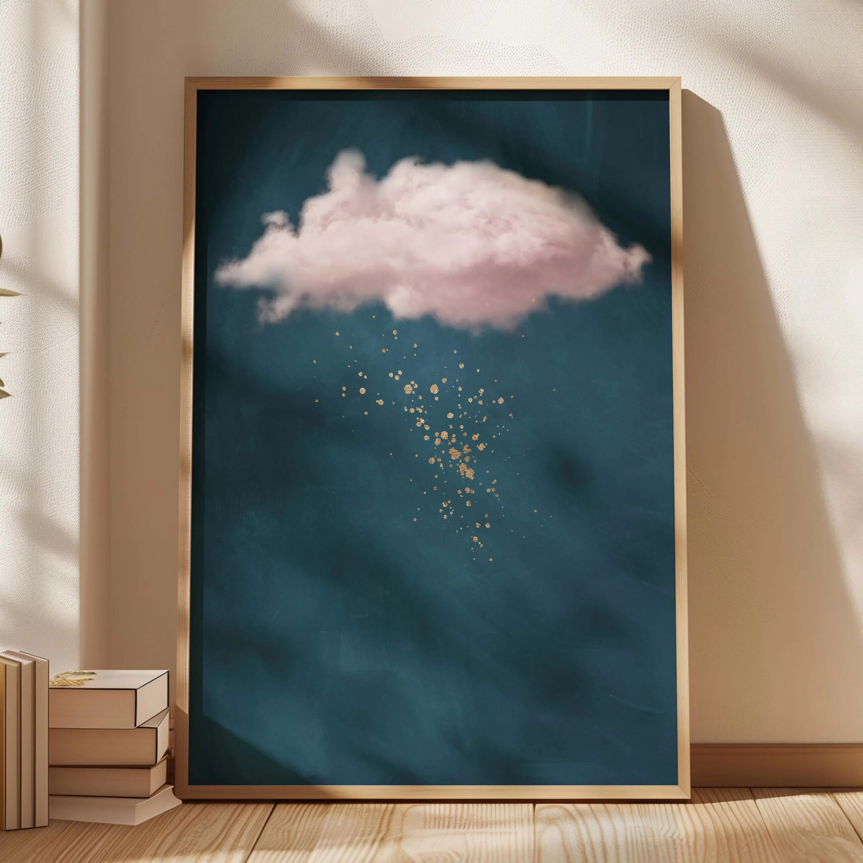 Abstract Blue Cloud Wall Art Poster Minimalist Sky Maximum Compromise Canvas Printmaking for Modern Living Room Home Decor Gifts
