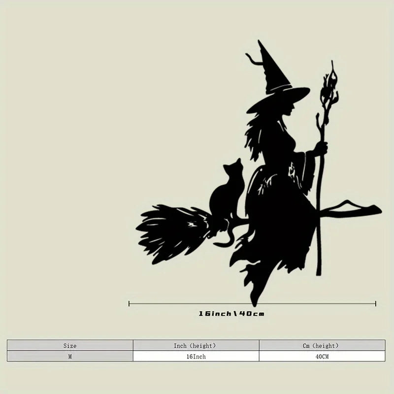 2D Flat Halloween Witch Wall Decor, Festive Party Home Accent