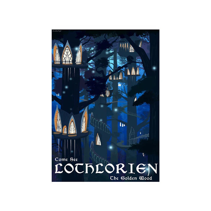 Tolkien Wall Art Canvas Painting Middle Earth Landscape LOTR Posters and Prints Wall Pictures Travel Gift Living Room Home Decor