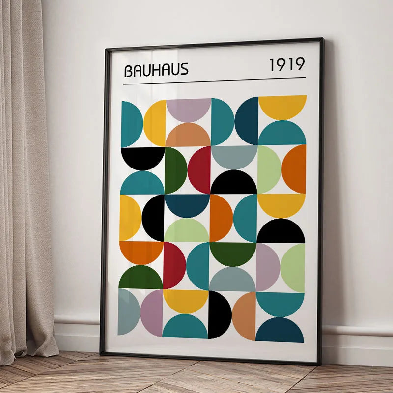 Mid Century Modern Bauhaus Geomtric Wall Art Print Canvas Painting Abstract Poster Pictures For Living Room,Bedroom Home Decor