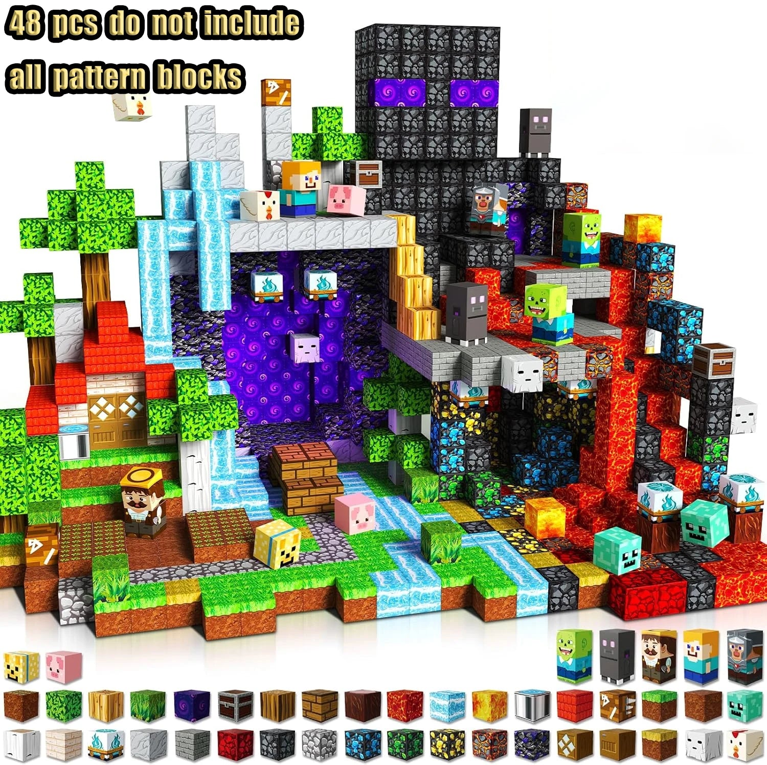 Magnetic Building Blocks - Mine Craft World - Midnight Bear