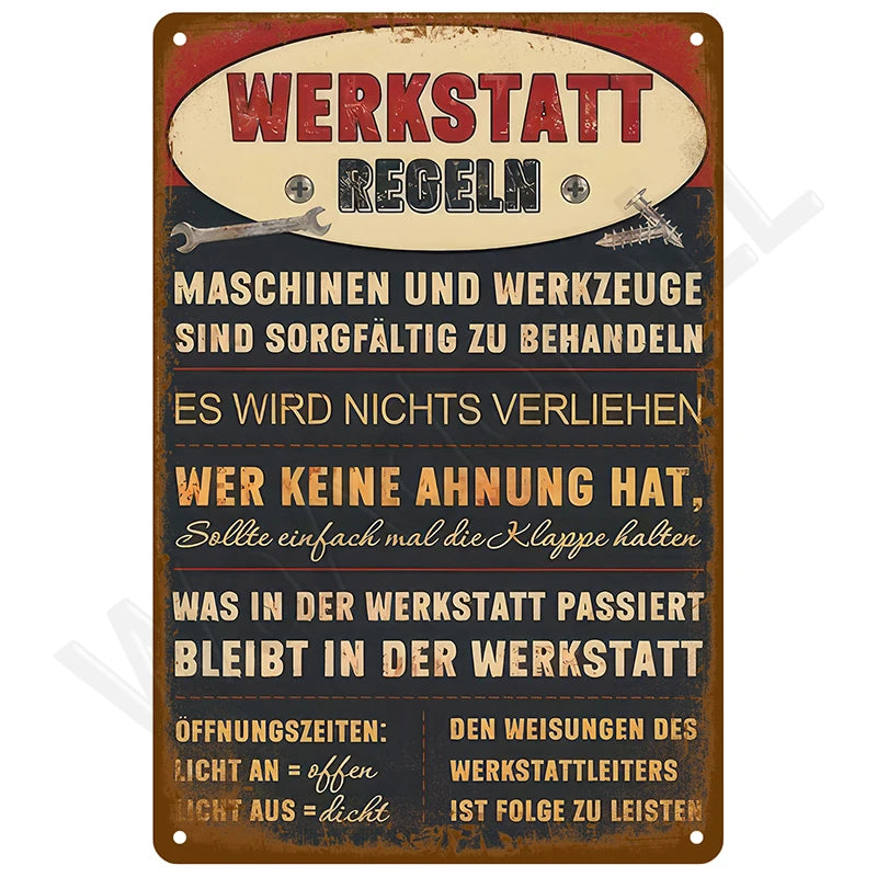 Retro Wall Art Mural Outdoor House Bathroom Home Room Decorations Decor Vintage Metal Signs Plates Tin Sign Posters Man Cave Bar