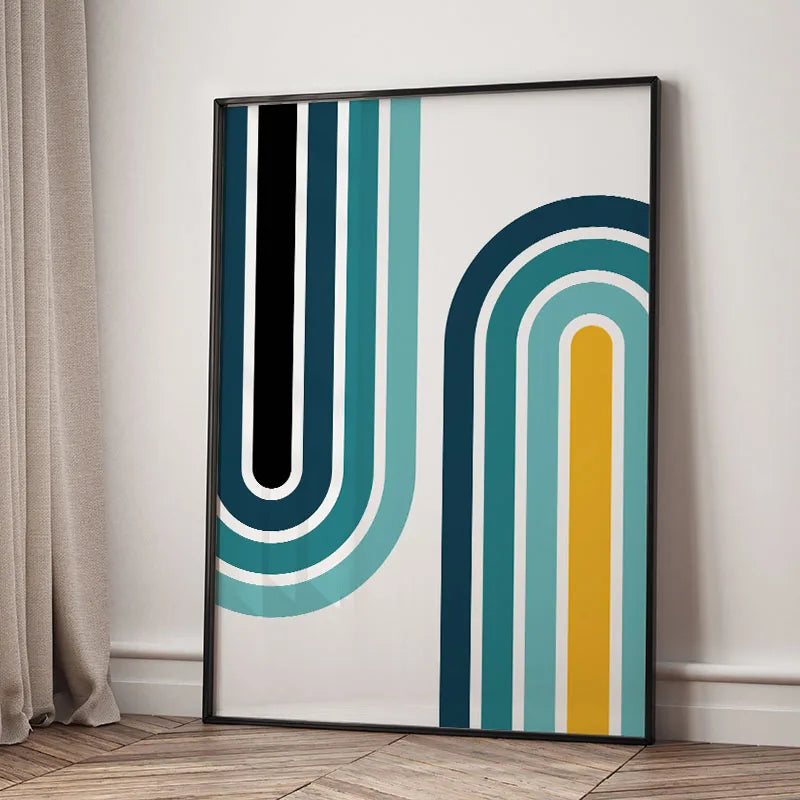 Mid Century Modern Bauhaus Geomtric Wall Art Print Canvas Painting Abstract Poster Pictures For Living Room,Bedroom Home Decor