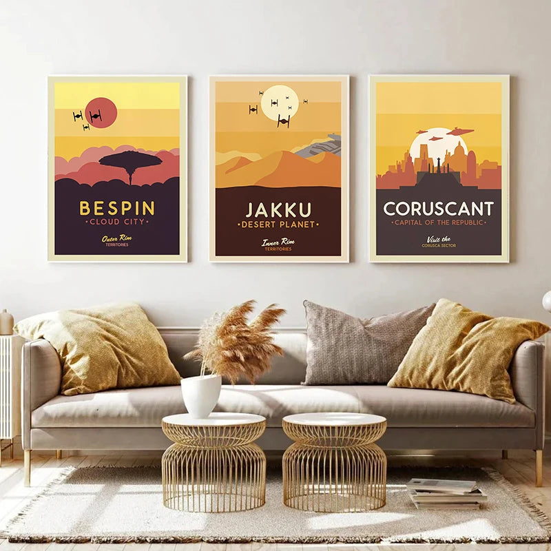Modern Star Planet Posters Galaxy Attraction Wall Art Canvas Paintings And Print Movie Wars Cover Landscape For Room Home Decor