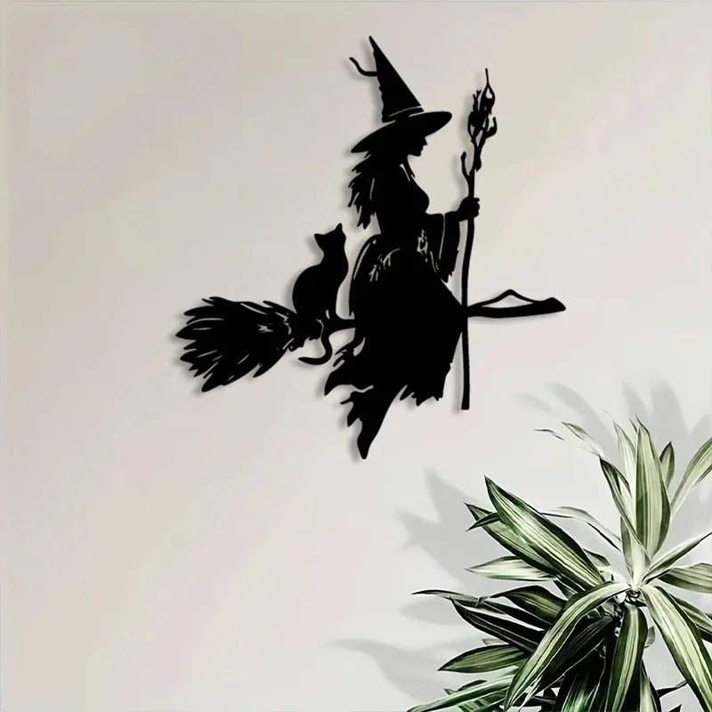 2D Flat Halloween Witch Wall Decor, Festive Party Home Accent