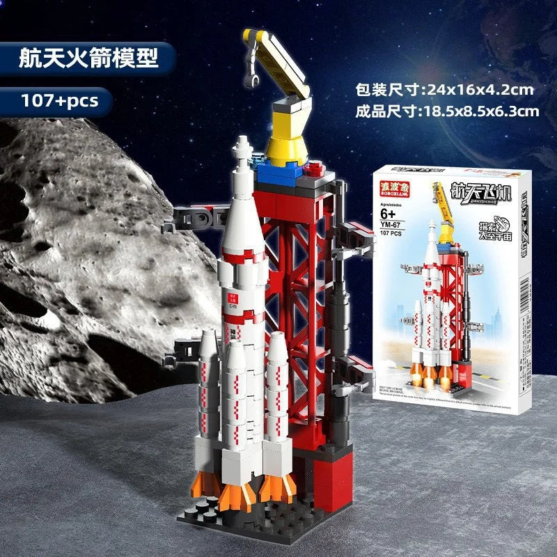 DIY 3D Space Rocket Building Blocks Set - STEM Educational DIY Puzzle Assembly Model Construction Toy for Kids Boys Girls School Gift