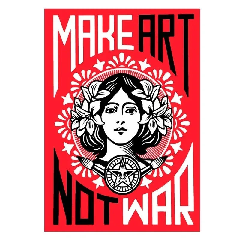 Retro Make Art Not War Wall Art Prints Canvas Painting Shepard Fairey Vintage Poster Wall Picture for Room Interior Decor