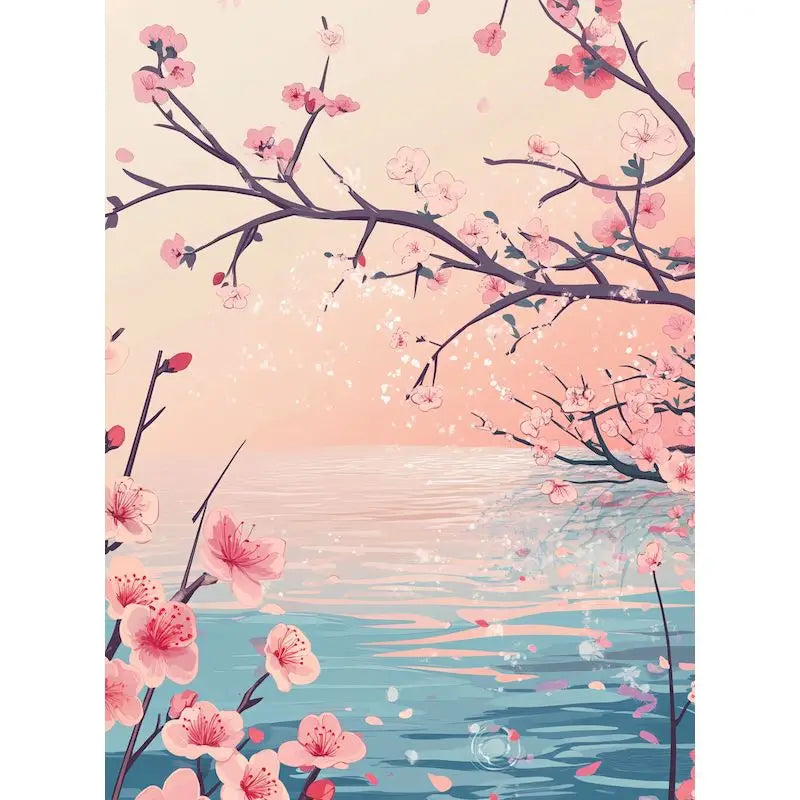 Genie Canvas - Scenery Painting By Numbers Oil HandPainted Acrylic Paint Sakura Pagoda Home Decors Adults Crafts On Canvas DIY Gift