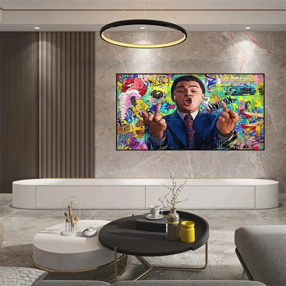 AA Vintage Wall , American Black Card The Wolf of Wall Street, Canvas Printed Poster, Home Living Room Bedroom Decoration