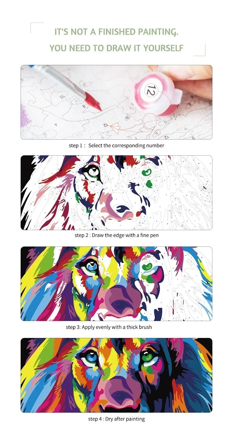 Genie Canvas - Frame Illustration Picture Diy Painting By Numbers For Adults Kits Sunset Acrylic Paint On Canvas For Home Decors Diy Gi