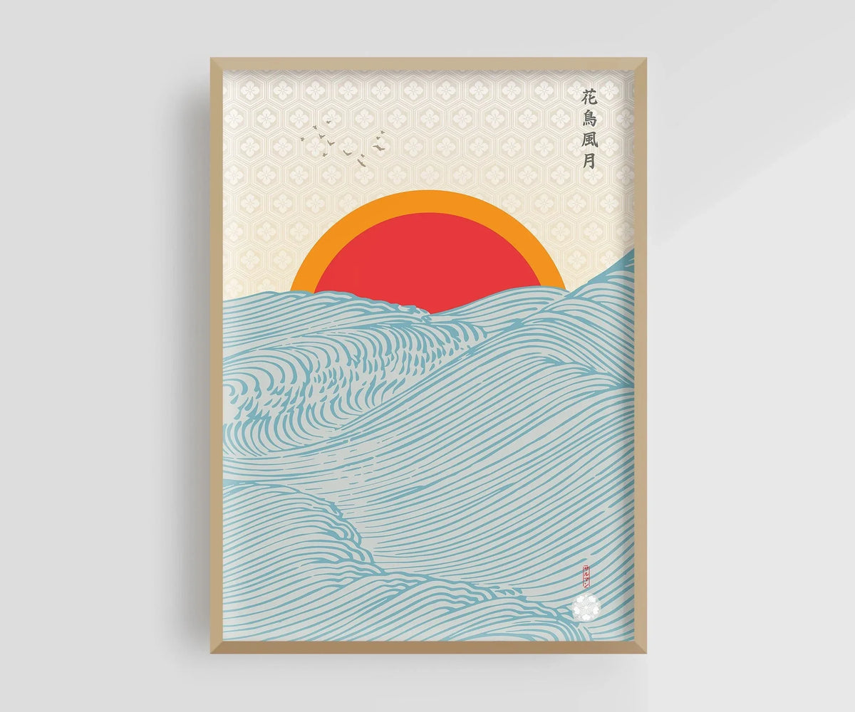 1 Wave Landscape Japanese Wall Art Poster Mount Fuji Sunrise Wave Canvas Print For Modern Living Room Home Decor  Poster Canvas