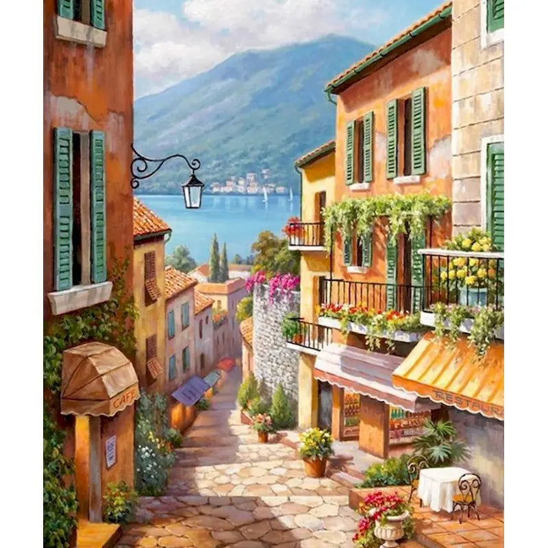 Genie Canvas - PhotoCustom City Oil Painting By Numbers Scenery Adults DIY Kits Paint By Numbers On Canvas Landscape Frameless Home Decoration