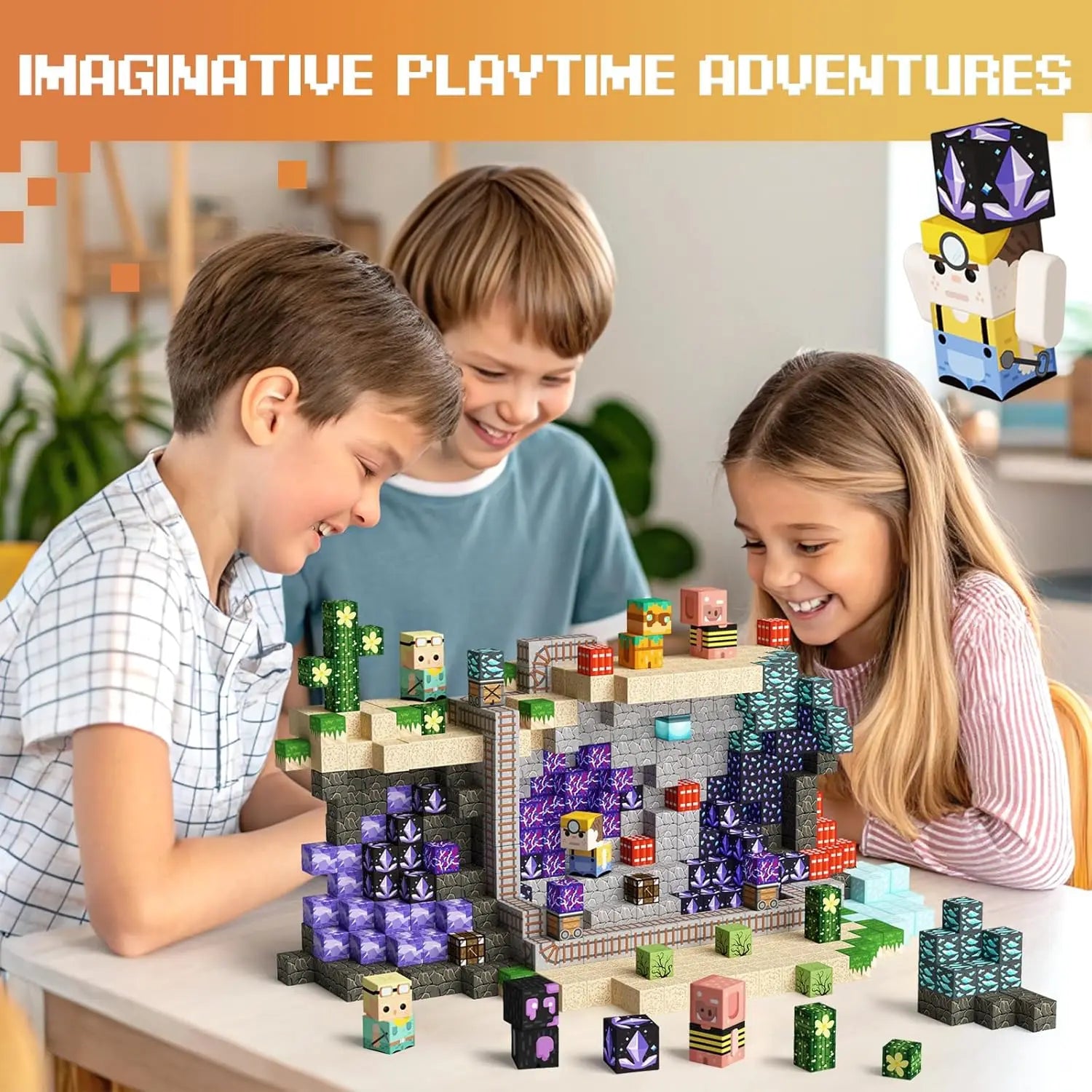 Magnetic Building Blocks - Mine Craft World - Blossom