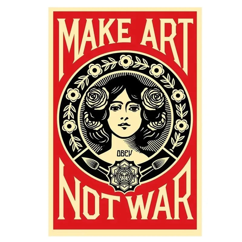 Retro Make Art Not War Wall Art Prints Canvas Painting Shepard Fairey Vintage Poster Wall Picture for Room Interior Decor