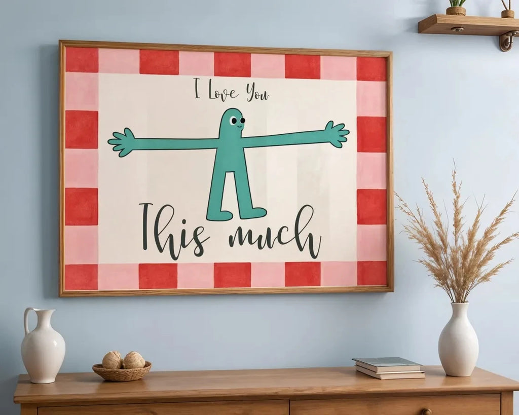 I Love You This Much Wall Art Canvas Prints Cute Valentine Illustration Romantic Love Poster Horizontal Wall Decor Lover's Gi