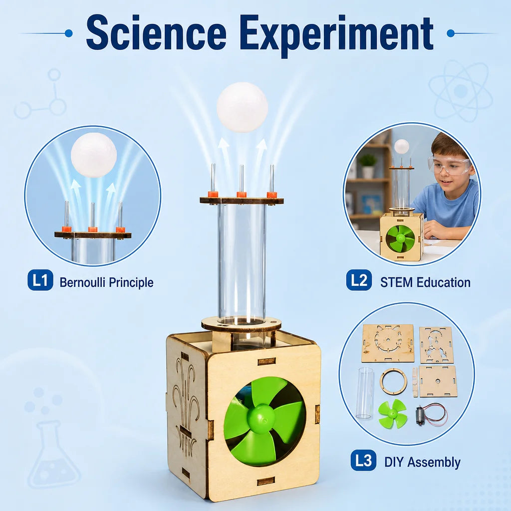 STEM Wooden DIY Air Floating Ball Science Kits for Kids Educational Toys Physics Experiment Tool School Projects Teaching Aids