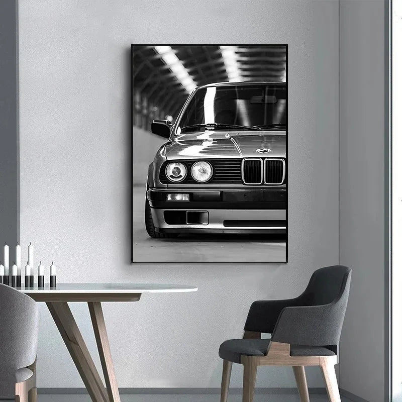 Modern Fashion Wall Art Simple Black and White Luxury Car HD Canvas Poster Prints Home Bedroom Living Room Decoration Mural