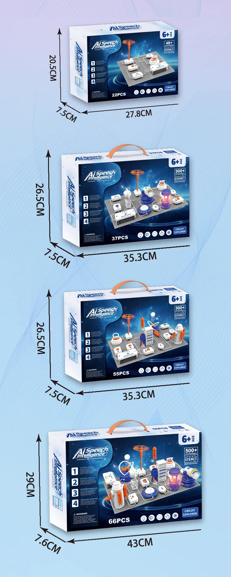 STEM Science Circuit Building Blocks Kit with AI Voice Intelligent Electronic Bricks 500+ Physics Experiments Educational Toy