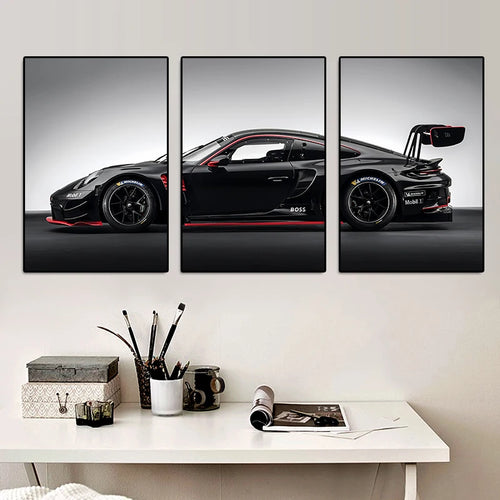 Vintage Racing Car Poster Wall Art, Set of 3