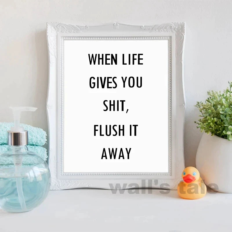 Funny Bathroom Wall Art Prints Black and White Minimalist Toilet Posters Canvas Painting Bathroom Wall Decoration Pictures