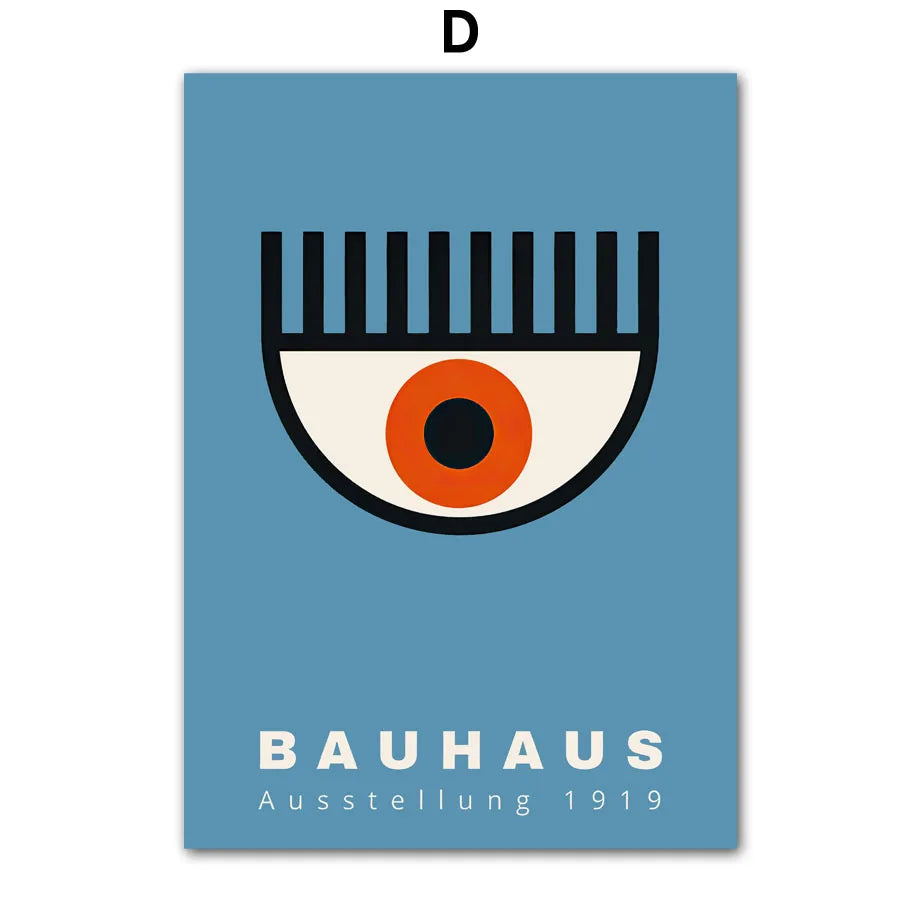 Bauhaus Wall Art Mid Century Modern Abstract Geometric Canvas Print Minimalist Black White Red Blue Posters Bedroom Office Decor