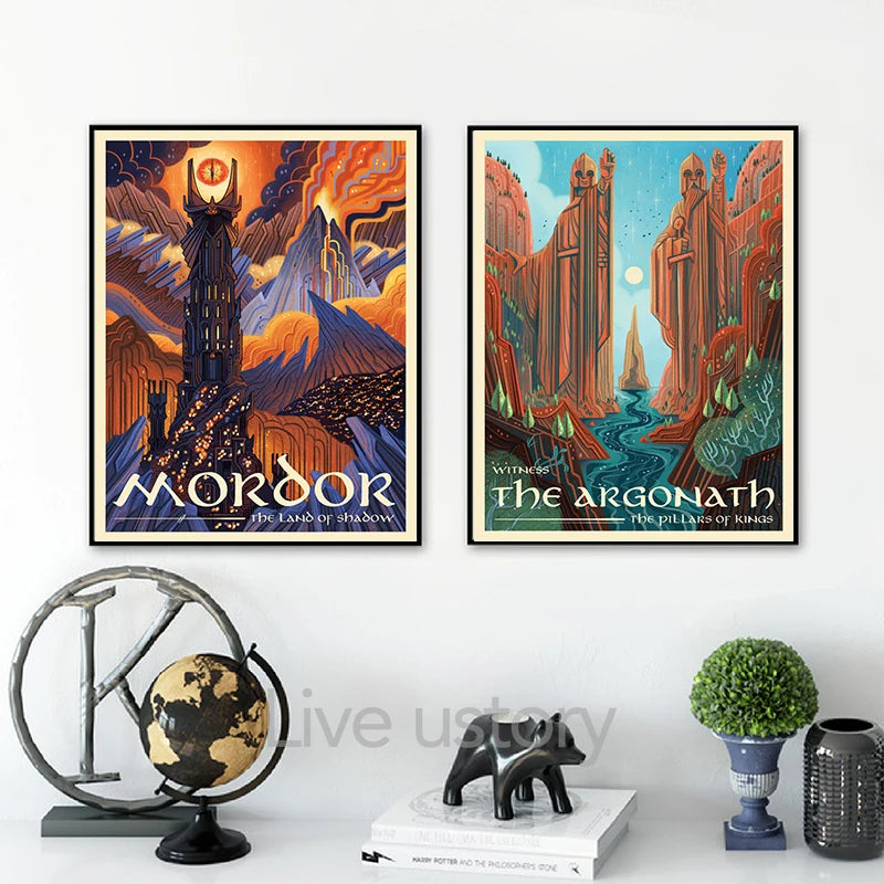 Tolkien Wall Art Canvas Painting Middle Earth Landscape LOTR Posters and Prints Wall Pictures Travel Gift Living Room Home Decor